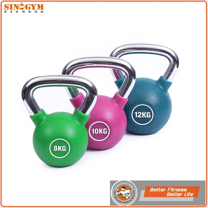 Color PU Urethane Kettlebell with Chromed Handle