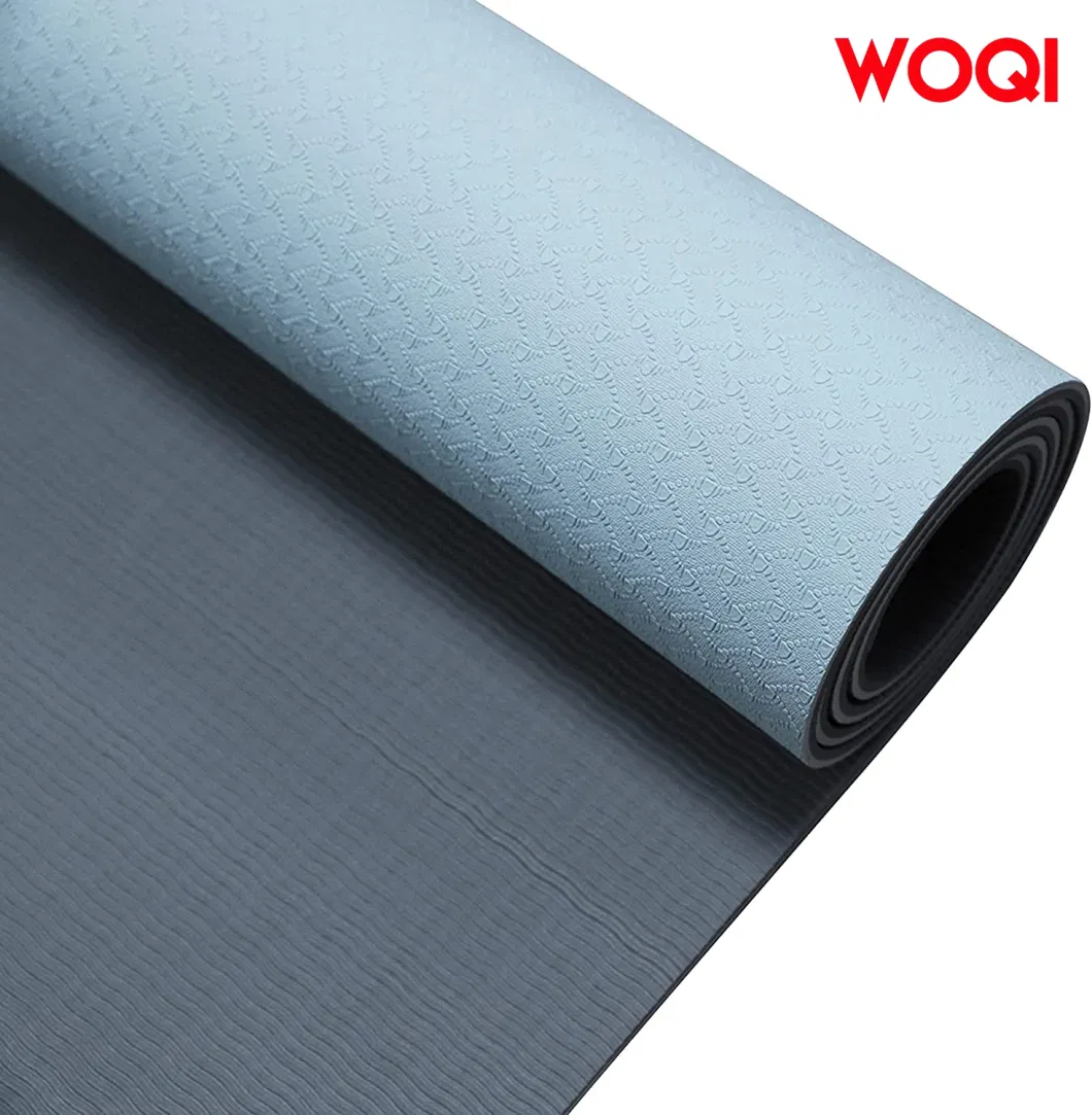 Woqi 6mm Non Slip TPE Printed Yoga Mat with Handbag Suitable for Pilates Home Fitness Mats