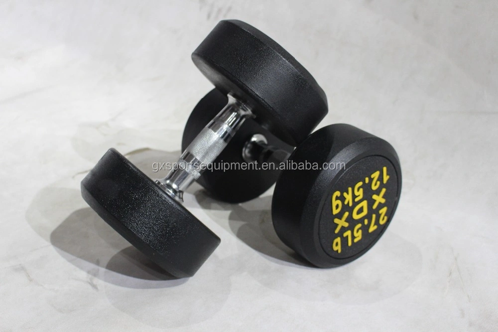 Cheap Barbell Gym Fitness 3 Hole Black Rubber Coated Plate Dumbbell