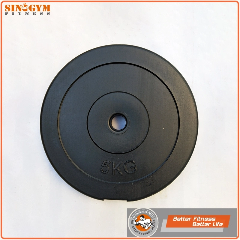 Black Plastic PE Cement Dumbbell Weight Plate