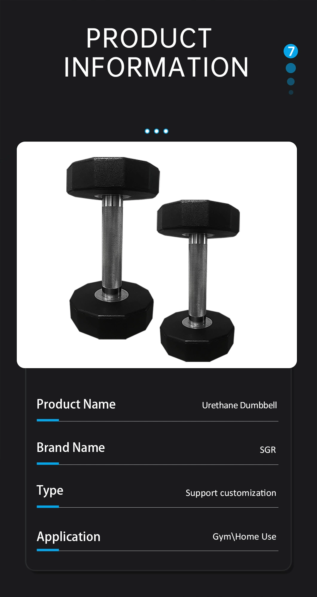 Black 12 Sided Rubber Coated Dumbbells 12 Sides Urethane Dumbbell