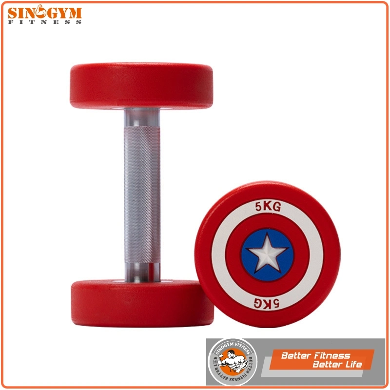 Captain America PU Coated Knurling Grip Dumbbell