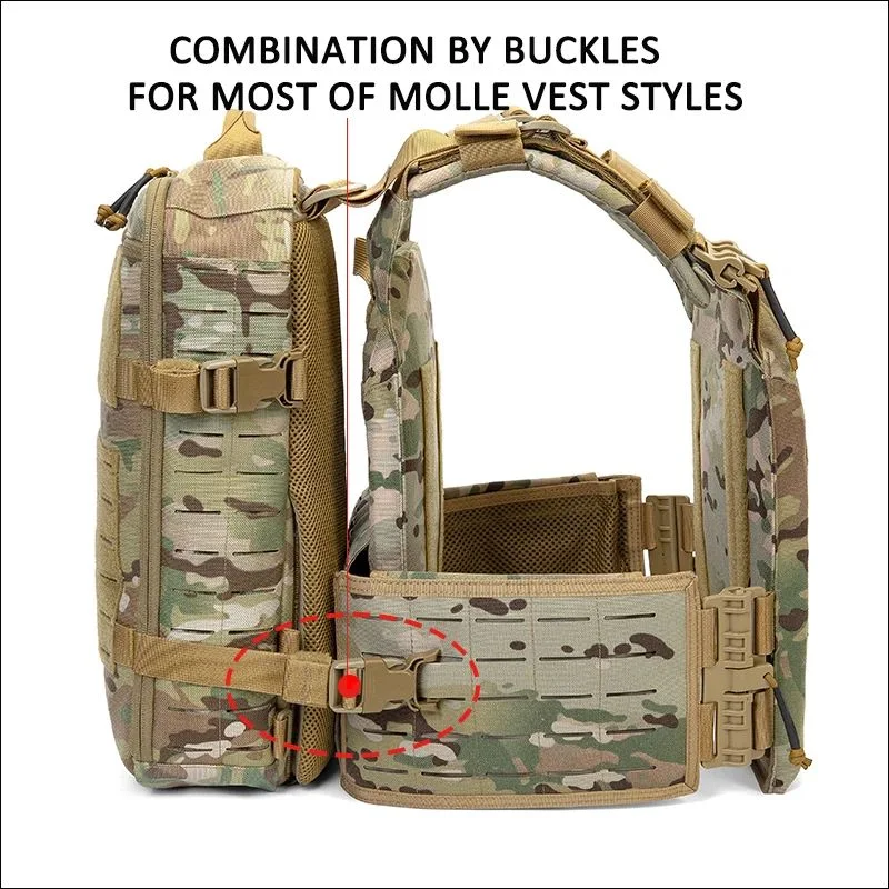 1000d Nylon Tactical Backpack Molle Plate Carrier Bag Military Light Weight Hiking Rucksack Compatible with Tactical Vest