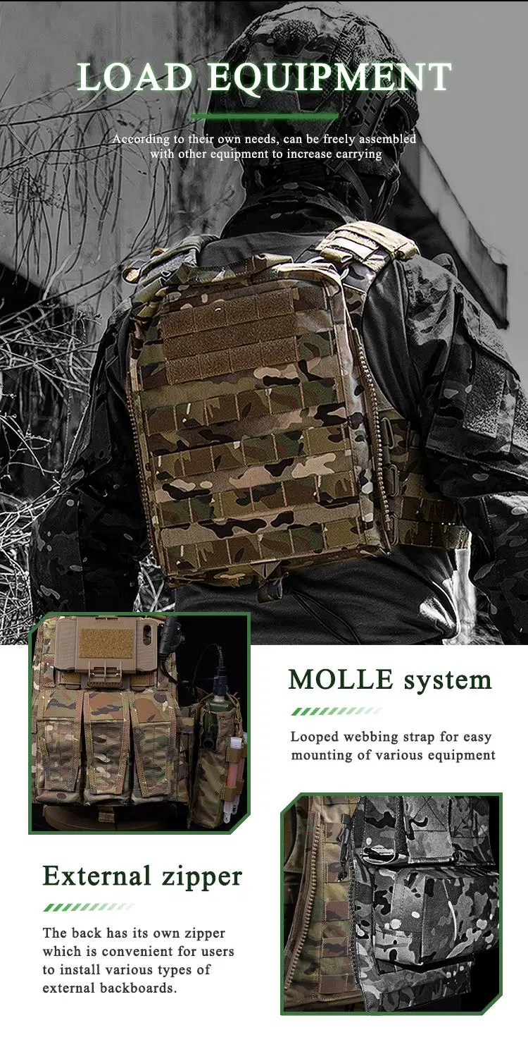 Heavy-Duty Camo Combat Molle Functional Training Weighted Weight Plate Carrier Military Style Tactical Vest