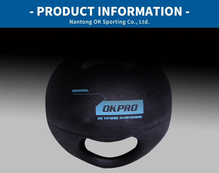 Okpro Customized Logo Fitness Equipment Weight Training Rubber Double Grips Medicine Balls