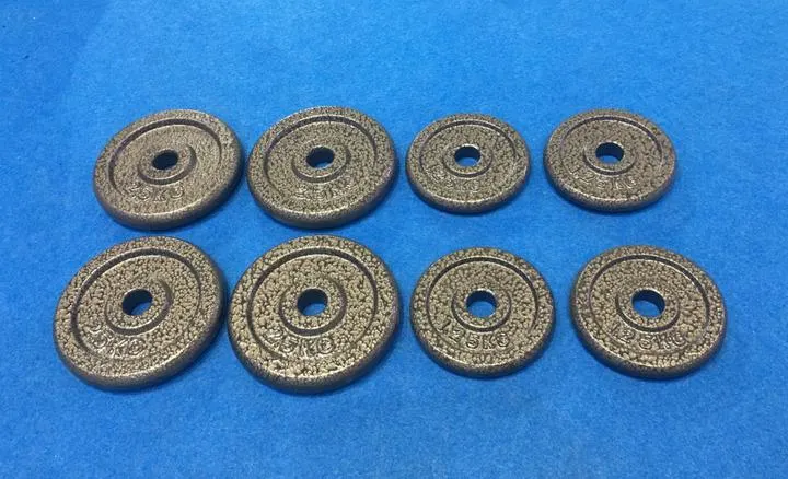 Cast Iron Grey Hammertone Free Weight Plate for Barbell and Dumbbells