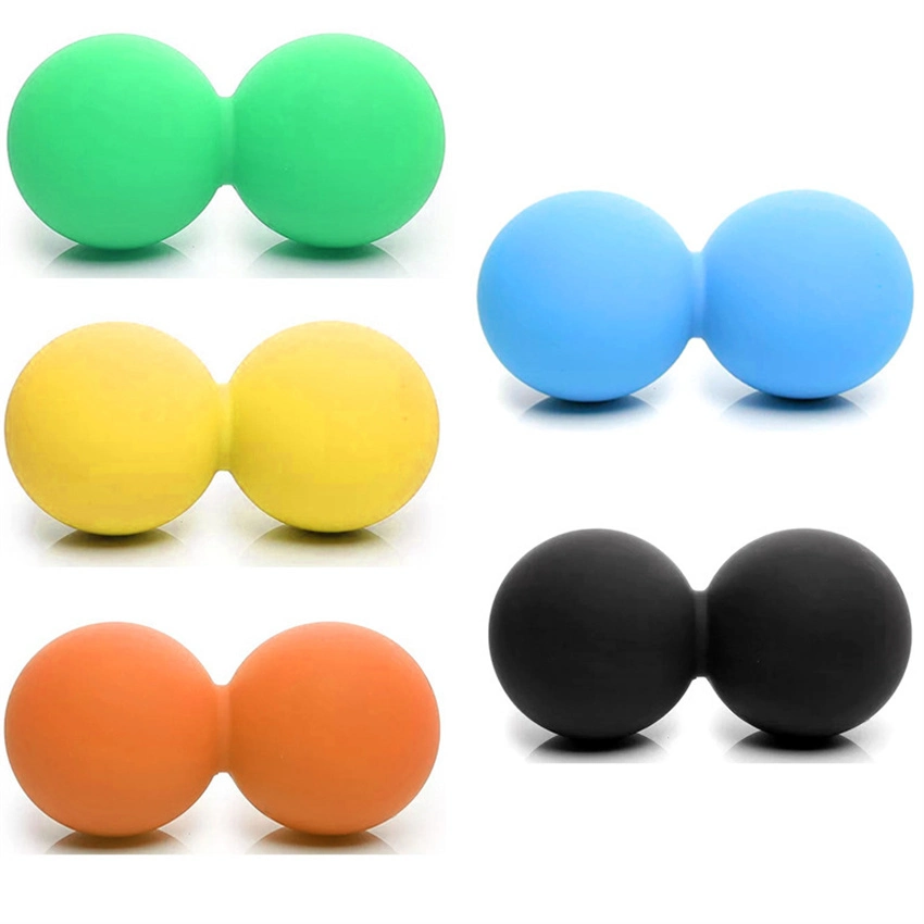 Drop Shipping Food Grade Silicone Double Peanut Massage Gym Lacrosse Set Trigger Point Balls for Neck Back Feet Shoulder Pain Myofascial Release Massage Ball