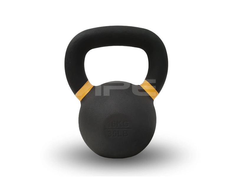 Black Powder Coated with Color Bands Cast Iron Kettlebell