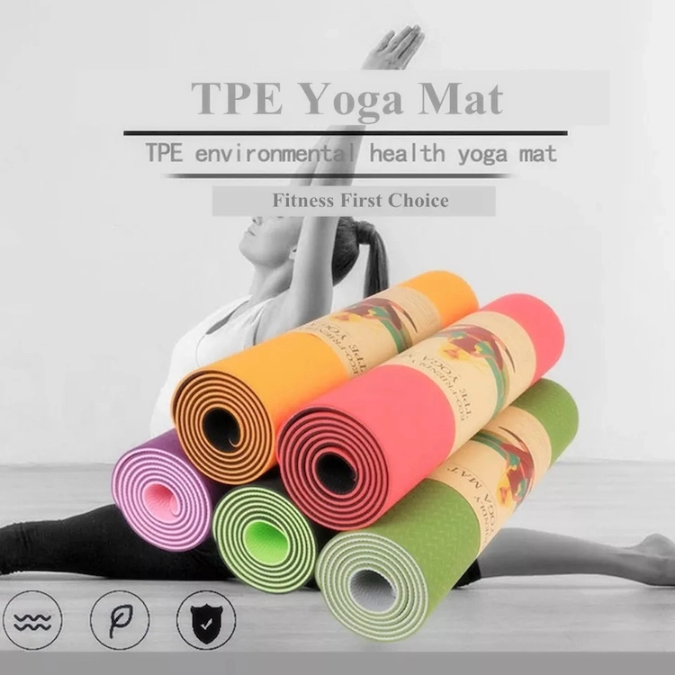 Wholesale Eco Friendly Double Color Home Gym Workout Mat, Promotional 6mm Fitness Exercise Non Slid TPE Yoga Mats, Sports Equipment Manufacturer