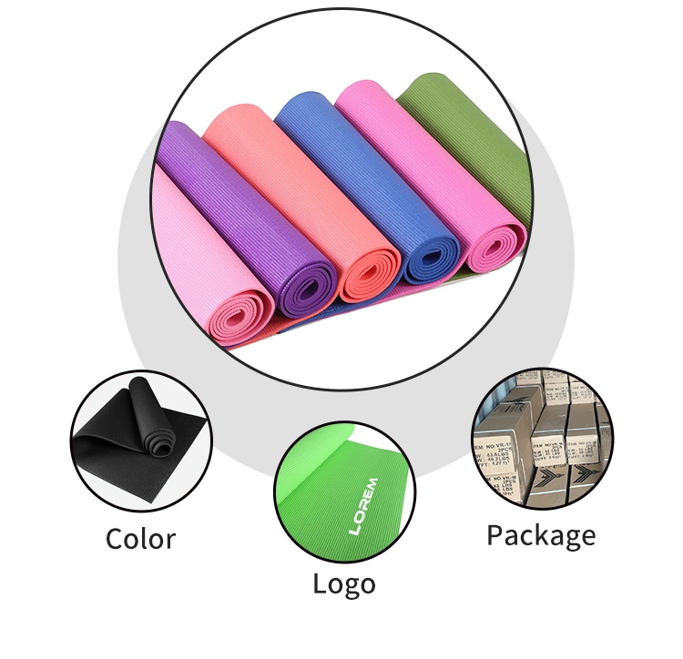 Customized Logo Colorful 4-10mm Thickness PVC Yoga Mat