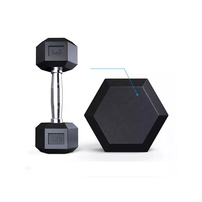 Factory Wholesale Direct Supply Gym Equipment Home Gym Rubber Hex Dumbbell with Inner Cast Iron Material