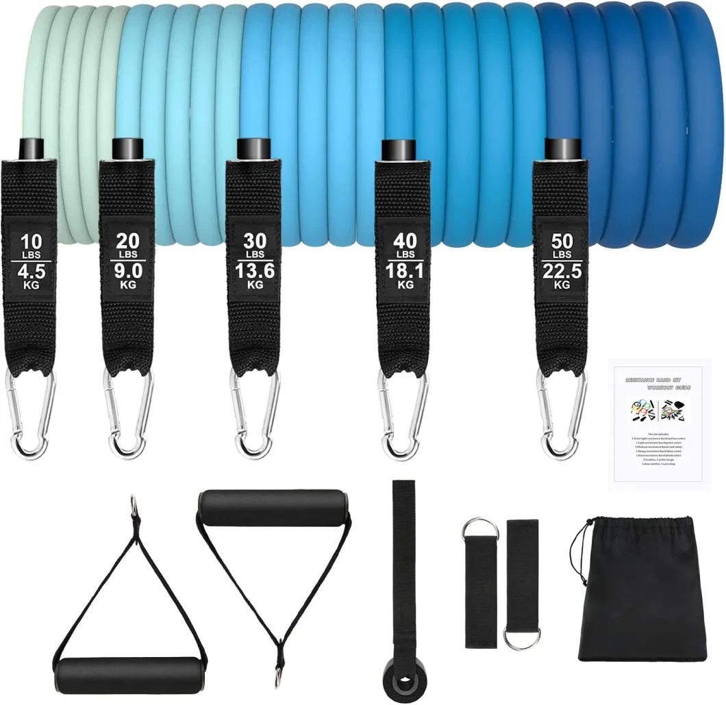 Total 150lbs 11PCS Tube Resistance Bands Set for Gym