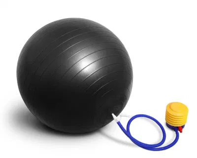 Anti-Burst Pilates Übung Gym Rücken Muskel Entspannen Ball Pump Premium Schwarzer PVC Yoga Ball