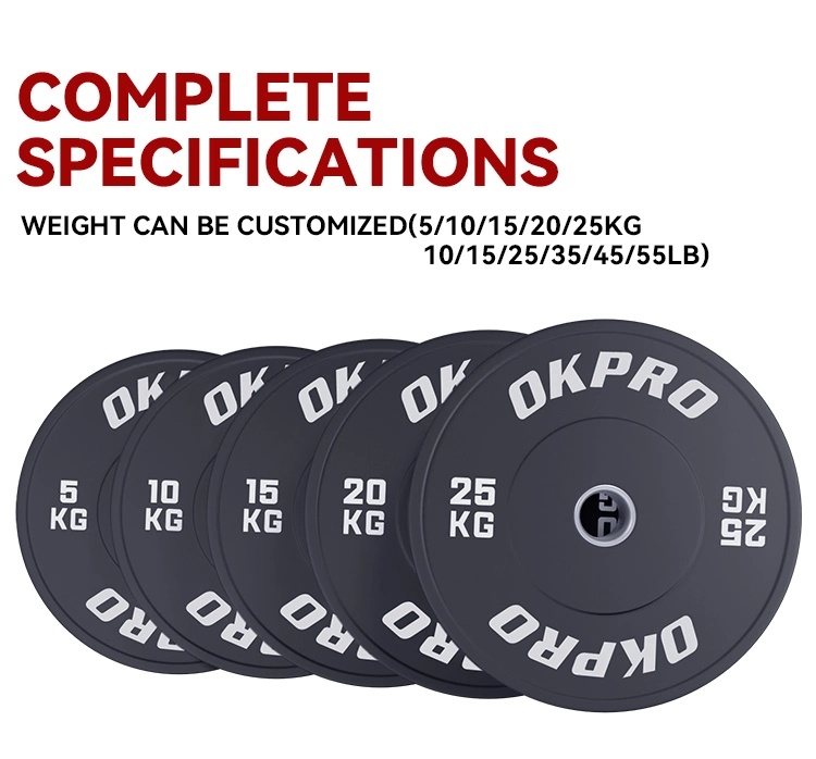Wholesale Strength Fitness Equipment Competition Standard Bumper Plate Gym Black Rubber Weight Plate