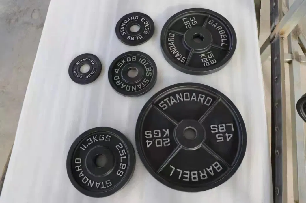 Black Painting Cast Iron Weight Plate Grey Hammertone Bumpper Barbell Plates Custom Bumper Free Coated Barbell Cast Iron Weight Stack Plate