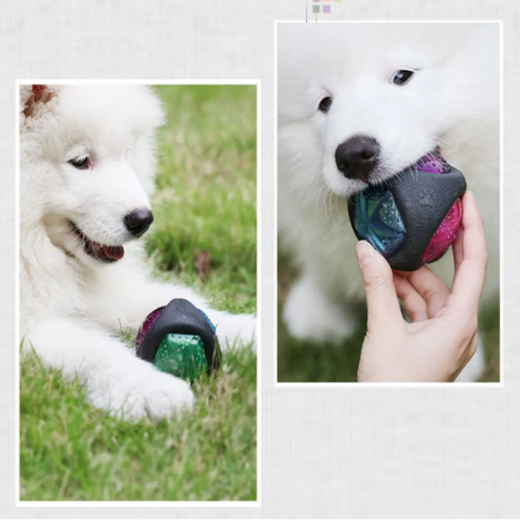 Dog Ball Elastic Flash LED Ball Bounce-Activated Squeaker Ball