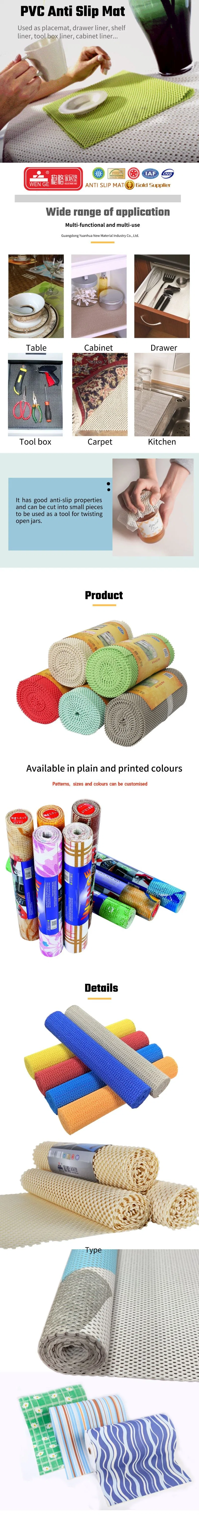 Eco-Friendly Material PVC Grip Liner Kitchen Shelf Liner Drawer Anti Slip Mat
