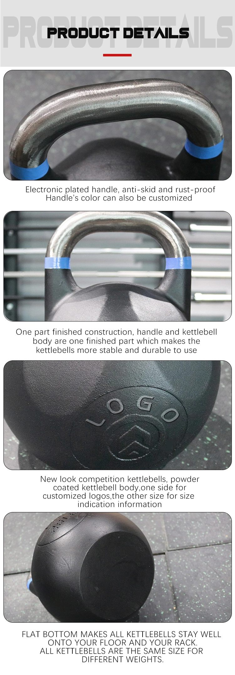 Leadman Professional Gym Product Matte Black Colorful Circle Precoated Powder Coating High Quality Steel Competition Kettlebell