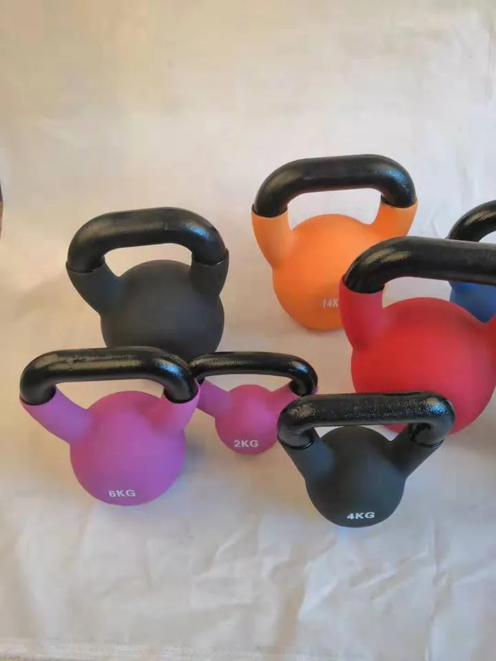 Home Gym Fitness Lifting Equipment Cast Iron Colorful Dipping Vinyl Kettlebell