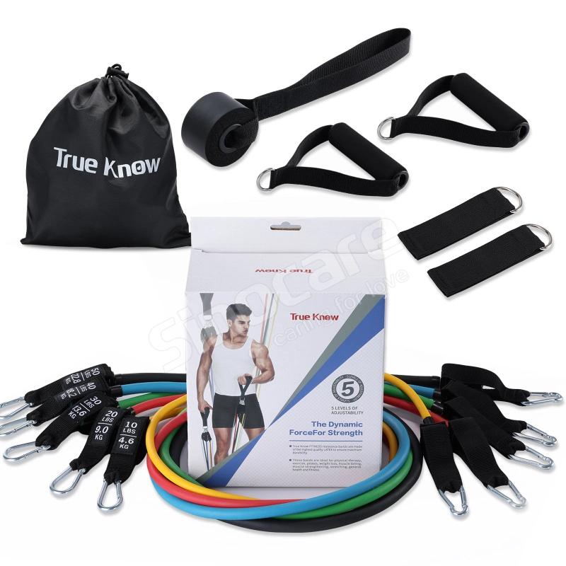 Sinoare High Quality 11PCS Latex Resistance Bands Set Exercise Workout Fitness Gym Elastic Rubber Tube