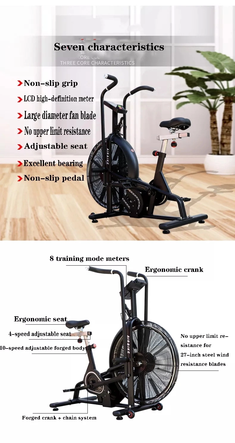 Commercial No Noise Cardio Machine Wind Resistance Air Exercise Bike
