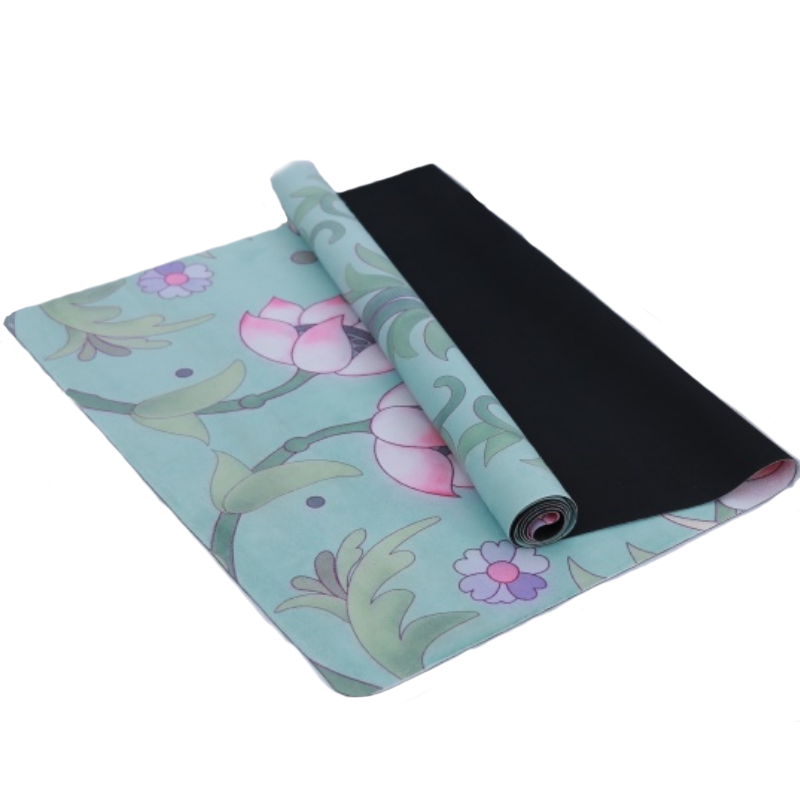 Factory Wholesale Custom Print High Density Non Slip Suede PU Leather Children Eco Friendly Suede Natural Rubber Yoga Mat