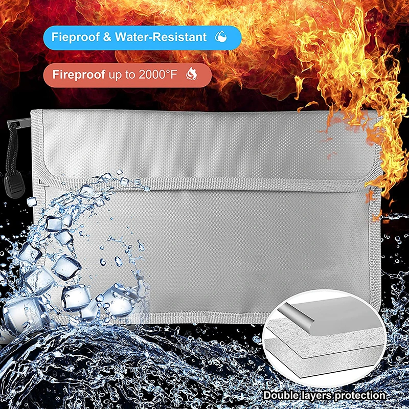 Premium Quality Durable Portable Waterproof Fireproof Document Money Bag