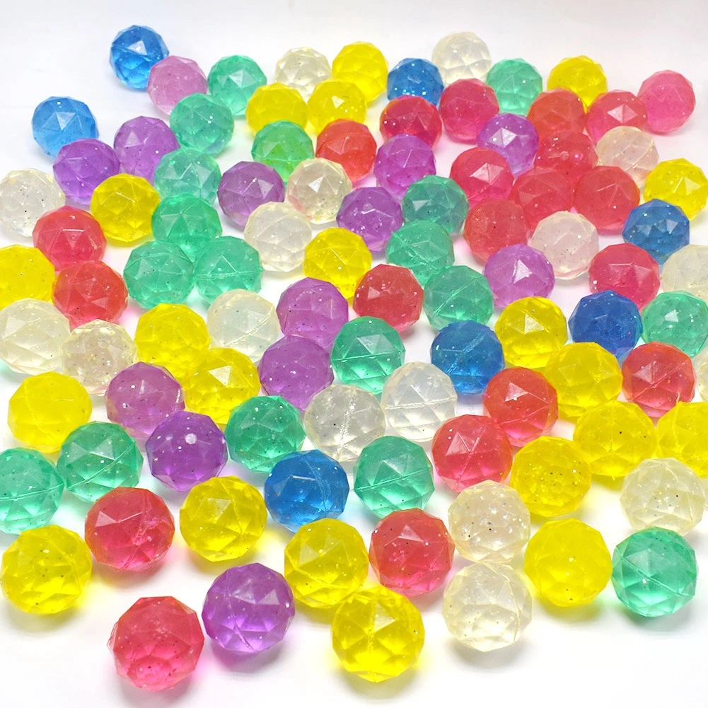 30mm Mixed-Color Diamond Bouncy Ball Coin Twist Machine Toy Gem Bouncing Rubber Ball