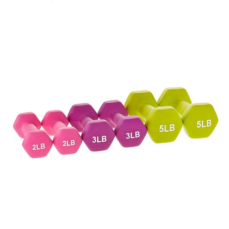 Hexagon Exercise Woman Hand Weight Pink Color Neoprene Dumbbell