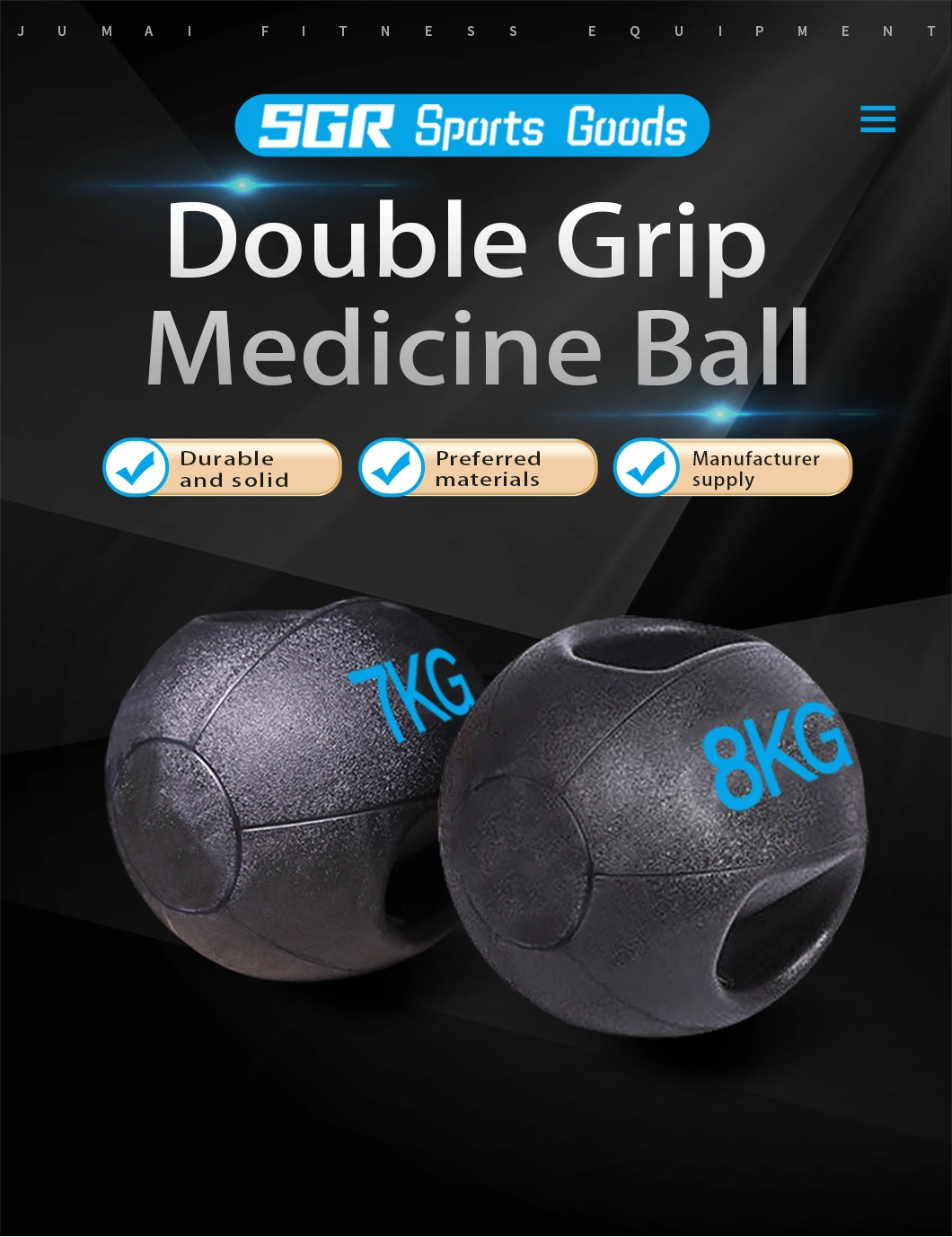 Rubber Medicine Ball with Dual Grip Exercise Weight Ball for Strength Training