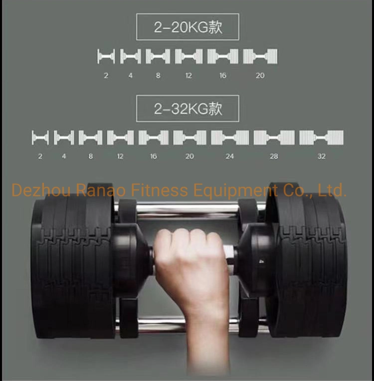 Gym Fitness Equipment New Automatic Adjustable Dumbbells 20kg, 24kg, 32kg, 36kg Increase by 4kg Smart Dumbbell Set