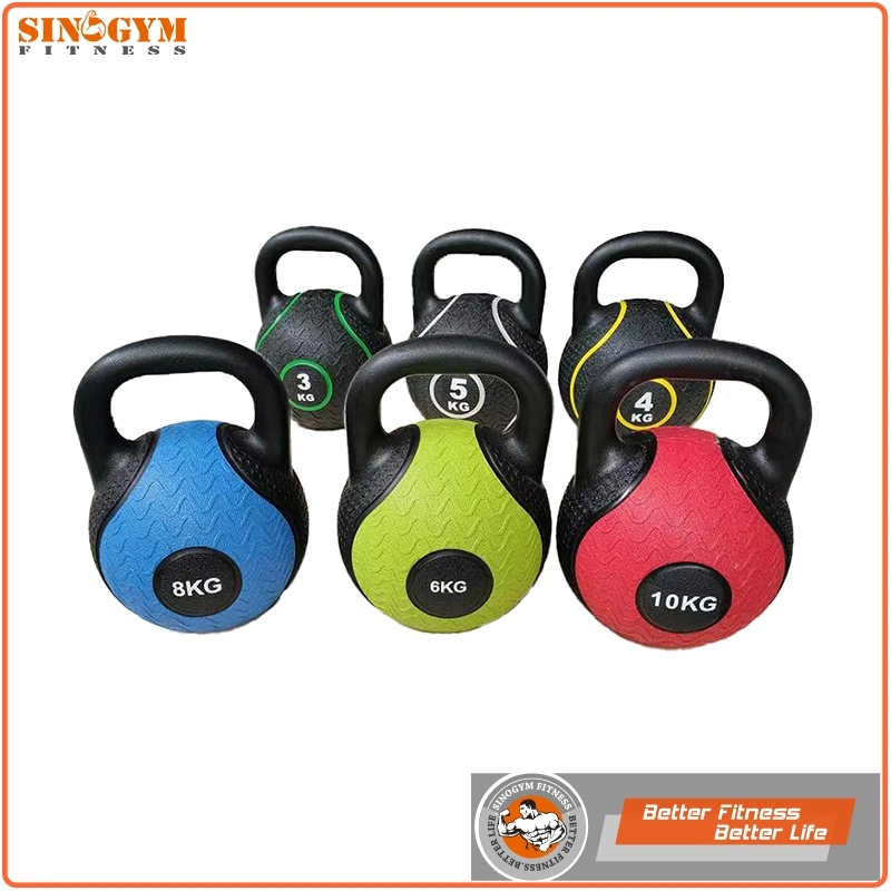 Pure Rubber Color Coded Weightlifting Kettlebell with Rubber Handle