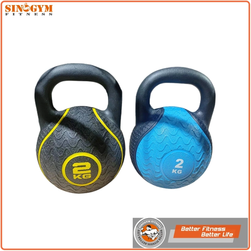 Pure Rubber Color Coded Weightlifting Kettlebell with Rubber Handle
