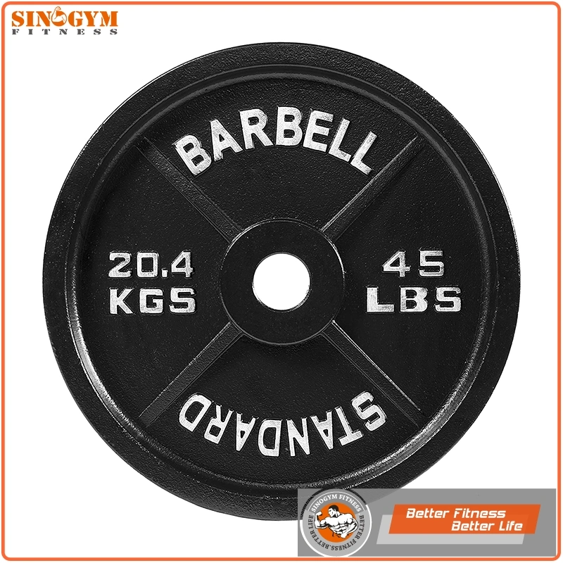 Black Paint or Grey Hammertone Cast Iron Barbell Weight Plate