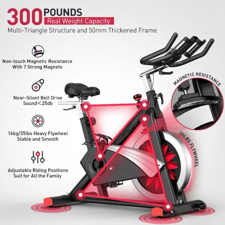 Bluetooth Magnetic Belt Drive Indoor Cycling 300 Pounds Loads Fitness Spinning Bike