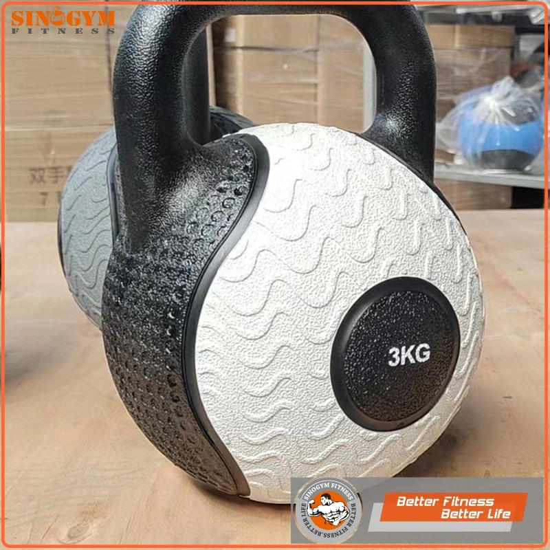 Pure Rubber Color Coded Weightlifting Kettlebell with Rubber Handle