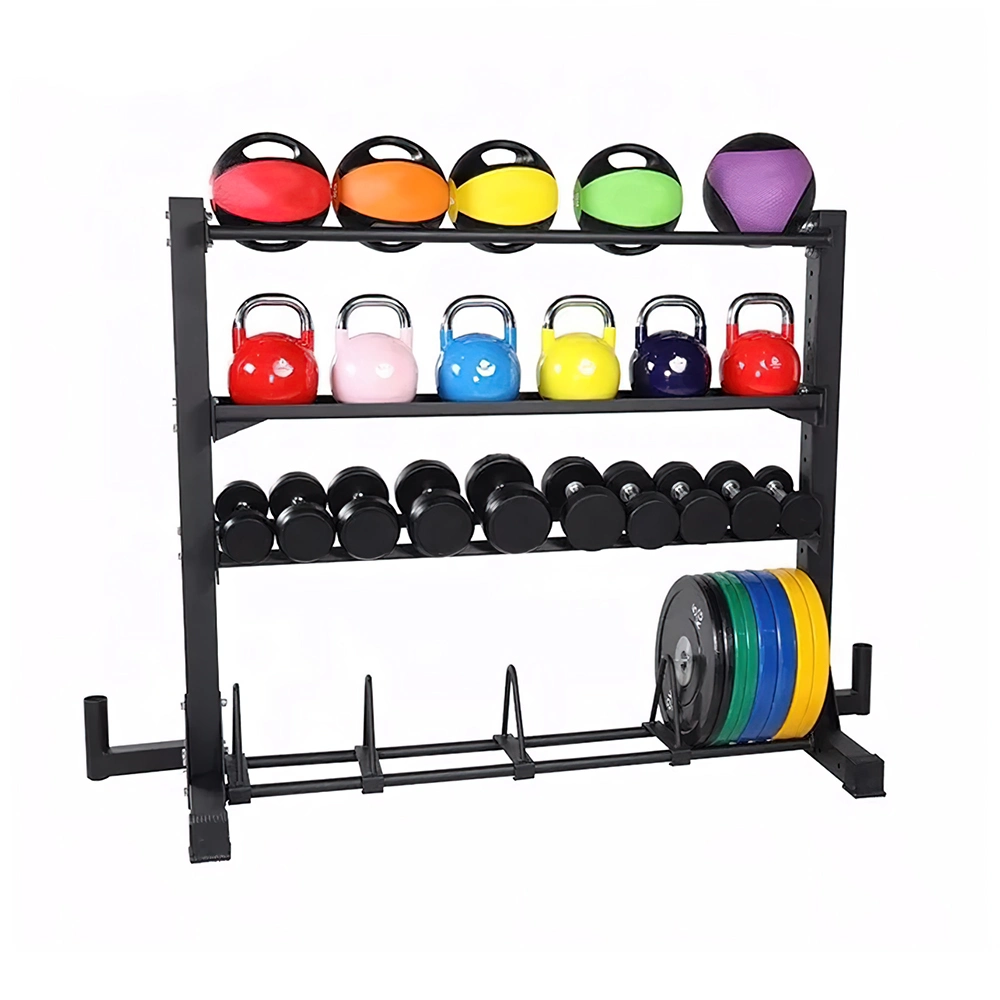Multi-Level Gym Storage Rack for Dumbbells Plate Weights Plate Bar