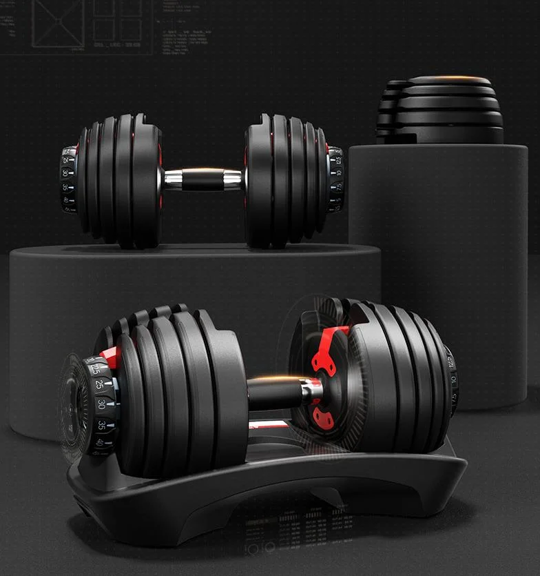 Gym Fitness Commercial 24kg 55lb Adjustable Dumbbell Set