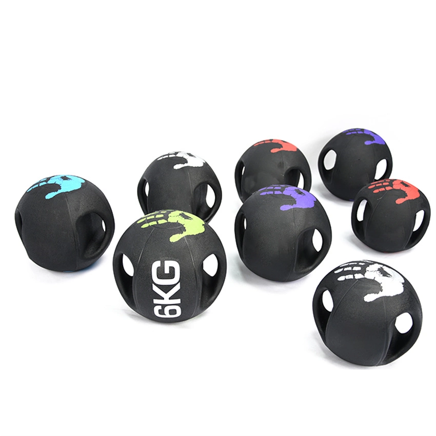 Home Gym Fitness Products New Style Double Handles Crossfit Rubber Two Color Double Grip Medicine Ball Weight Vgym Slam Ball