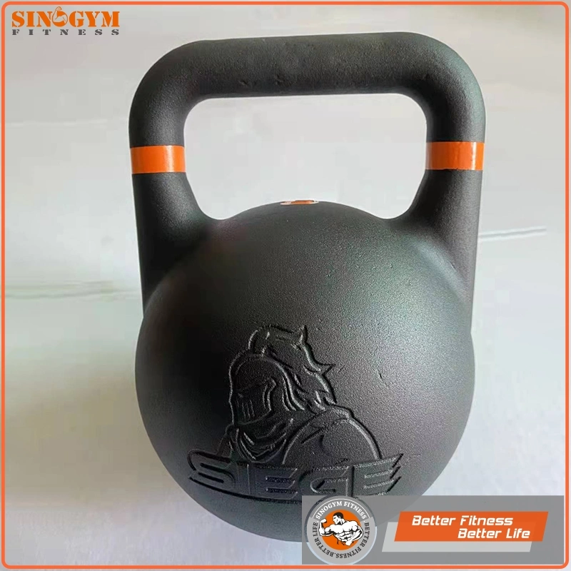 Powder Coated Solid Cast Iron Competition Kettlebell with Color Strip