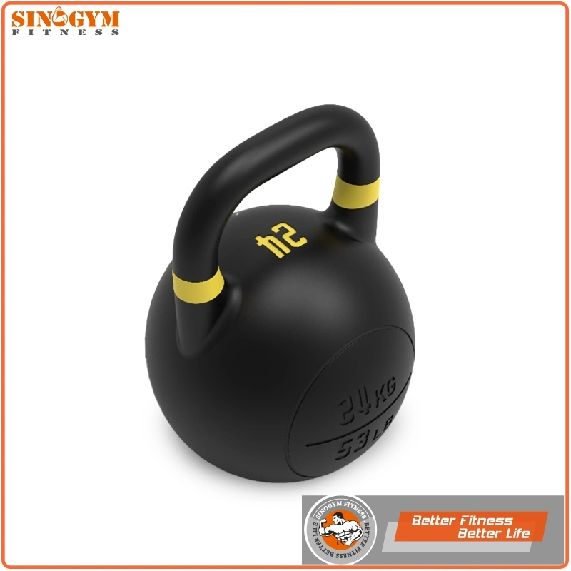 Powder Coated Solid Cast Iron Competition Kettlebell with Color Strip