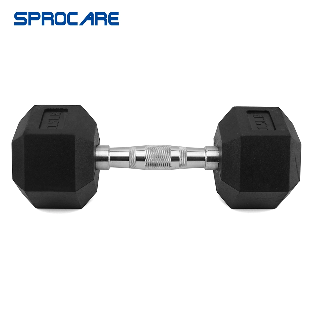 Black Cast Iron Rubber Coated Hex Dumbbell Hand Weight Set