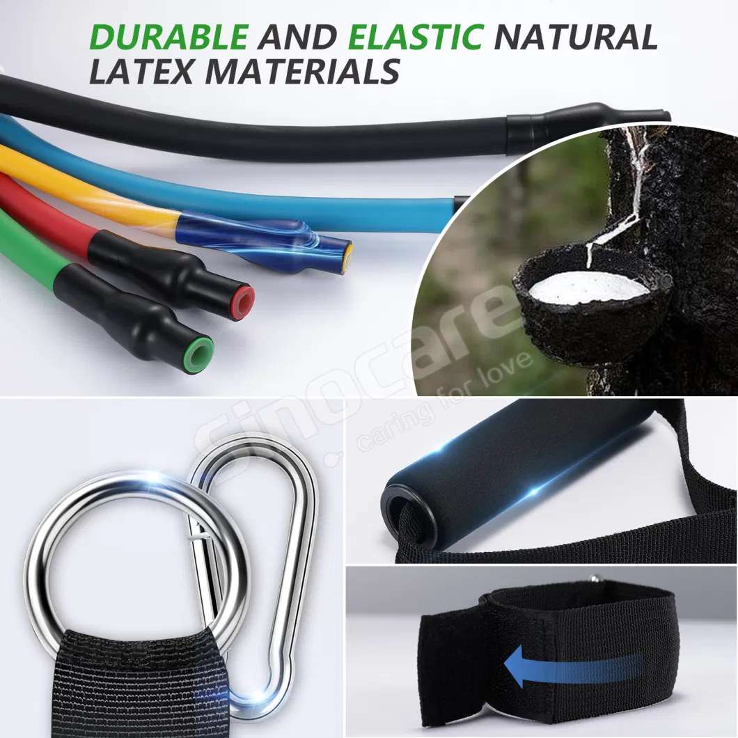 Sincare Exercise Elastic Rubber Rope Muscle Equipment Fitness Latex Resistance Bands Training Yoga Tubes with Logo