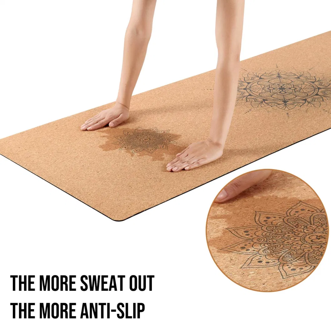 Sol Factory Manuafacture Customized Logo Non Slip Anti Skid Waterproof Design Nature Rubber Yoga Mat with Cork Layer and TPE Layer