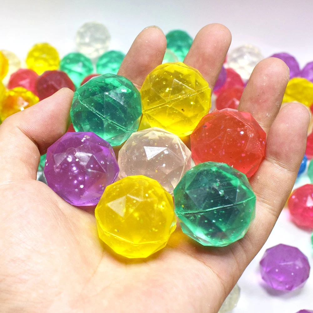 30mm Mixed-Color Diamond Bouncy Ball Coin Twist Machine Toy Gem Bouncing Rubber Ball