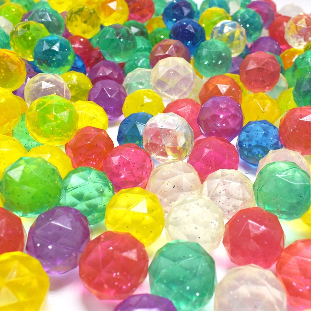 30mm Mixed-Color Diamond Bouncy Ball Coin Twist Machine Toy Gem Bouncing Rubber Ball