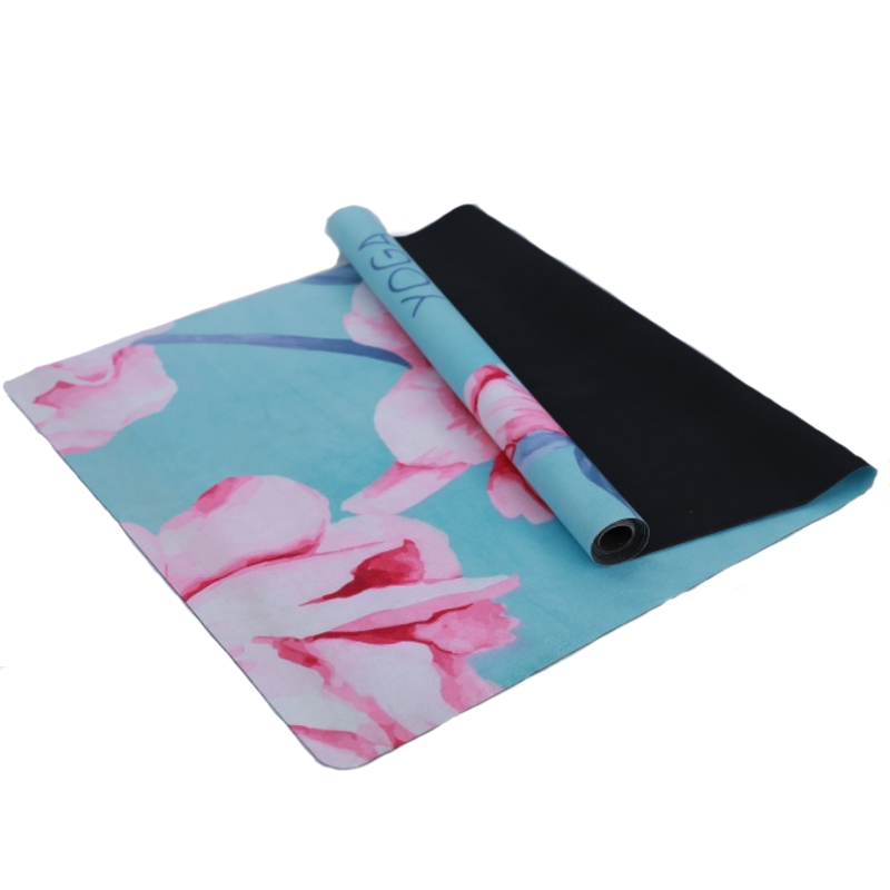 Factory Wholesale Custom Print High Density Non Slip Suede PU Leather Children Eco Friendly Suede Natural Rubber Yoga Mat