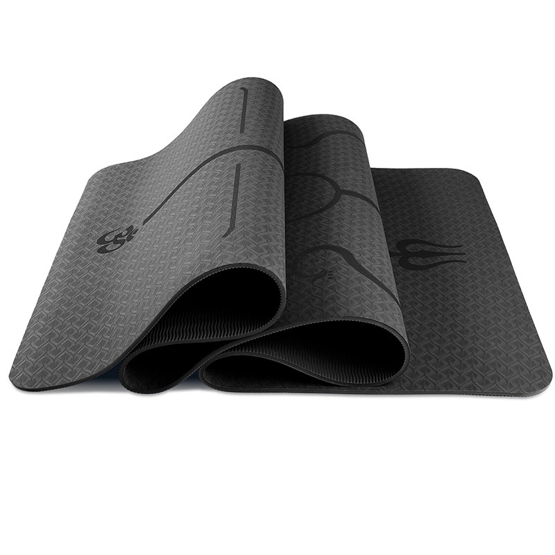 Home Use Pilates Eco-Friendly Anti-Slip Yoga Mat Exercise Equipment TPE Yoga Mat with Body Lines