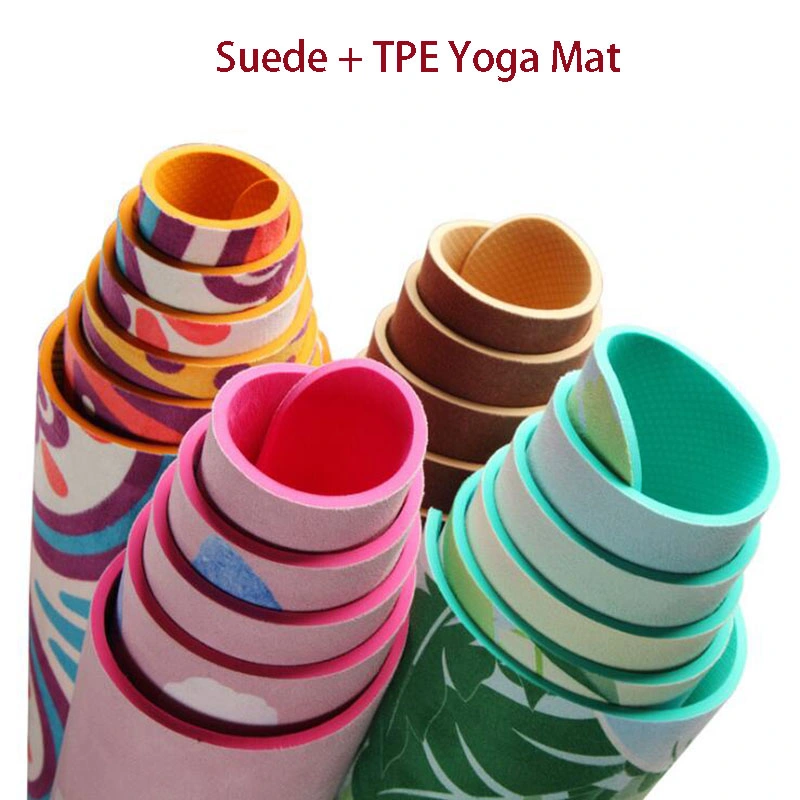 OEM Factory Microfiber Custom Print Yogamat Design Logo Natural Rubber Yoga Matt Pilates Mat Yoga Exercise Mat Eco Friendly Suede TPE Yoga Mat Gym Equipment