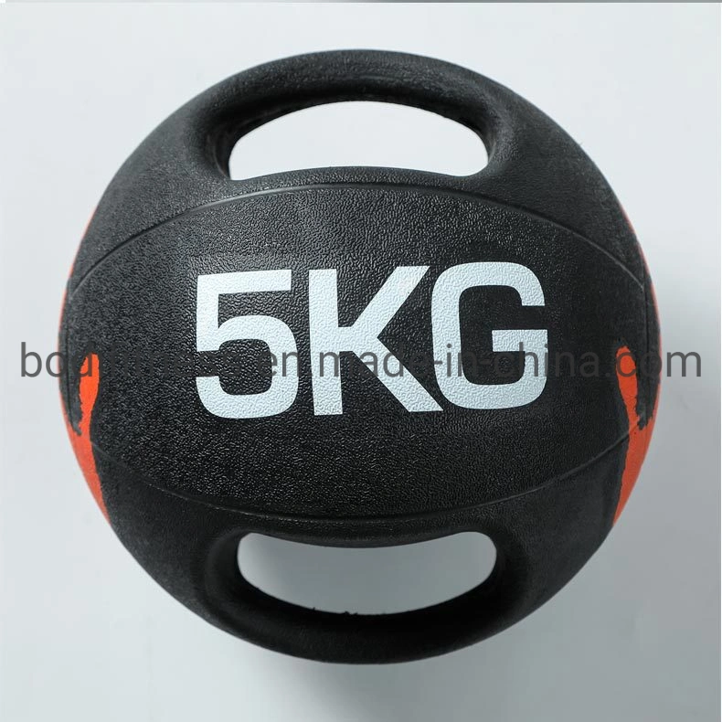 Heavy Duty Durable Rubber Shell Medicine Ball with Dual-Grip Handle Thick Walled